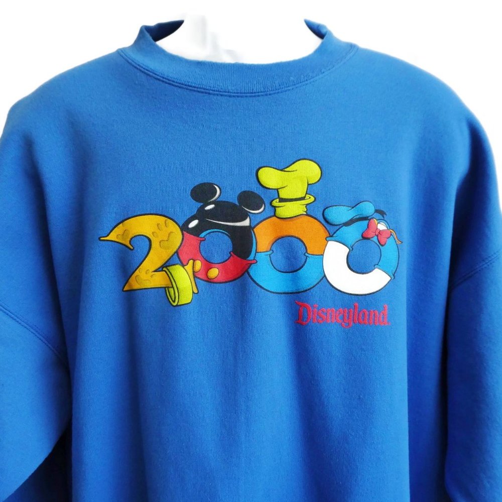 Vintage Y2K Disneyland Millennium Sweatshirt Blue Graphic 2000 USA XL
